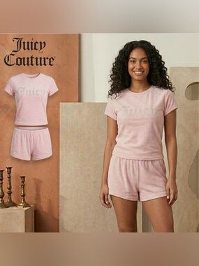 Juicy Couture Velour Rhinestone Logo Y2K Aesthetic Lounge Pajama Set - JC9599BJ
